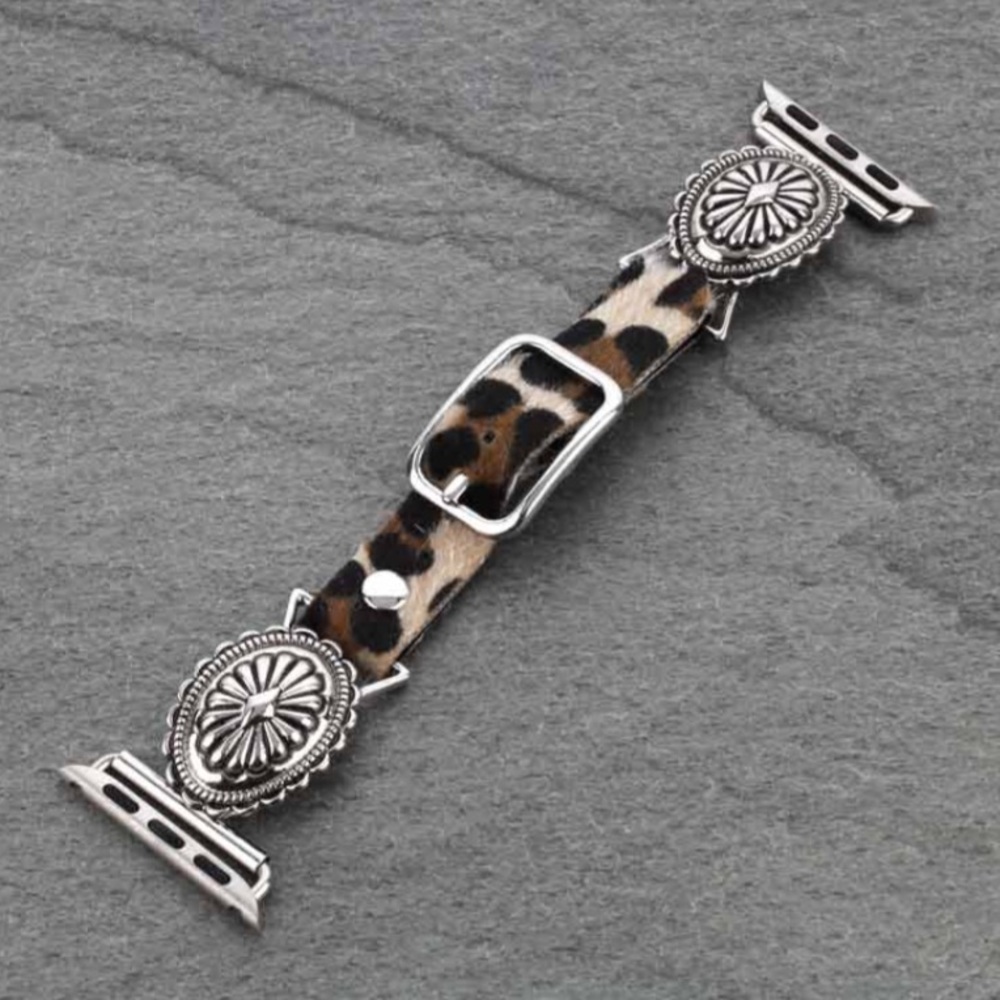 Western Apple Watch Faux Leopard Band